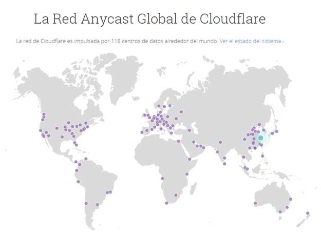 CloudFlare servidores mapa localización